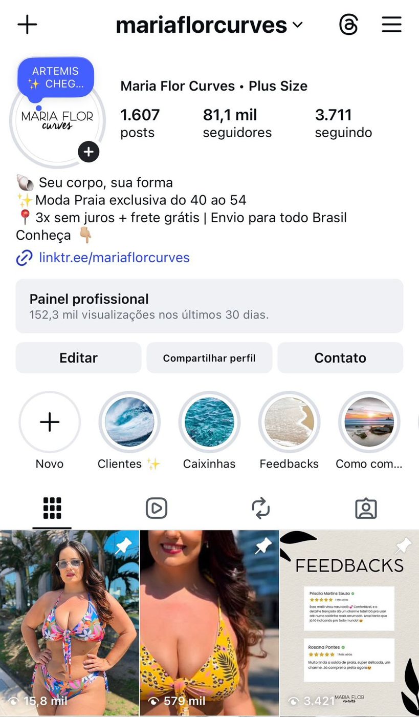 Perfil do Instagram da Maria Flor Curves