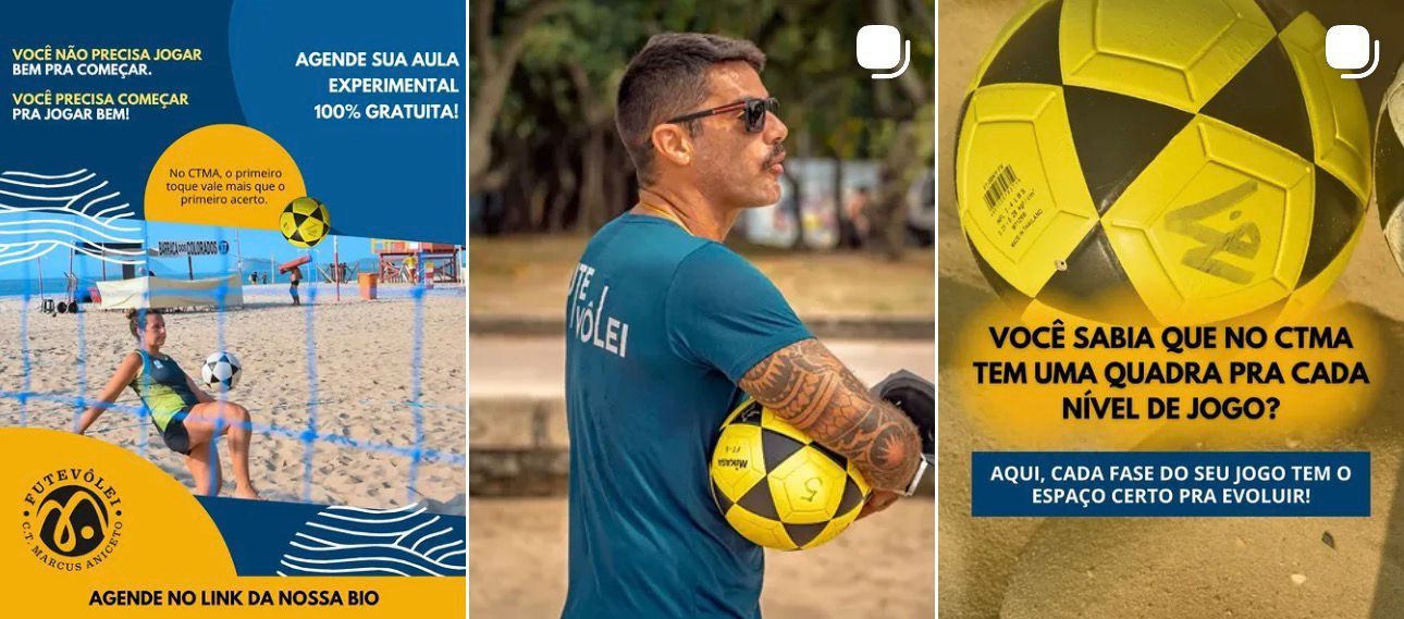 Posts de Instagram da CTMA Futevôlei